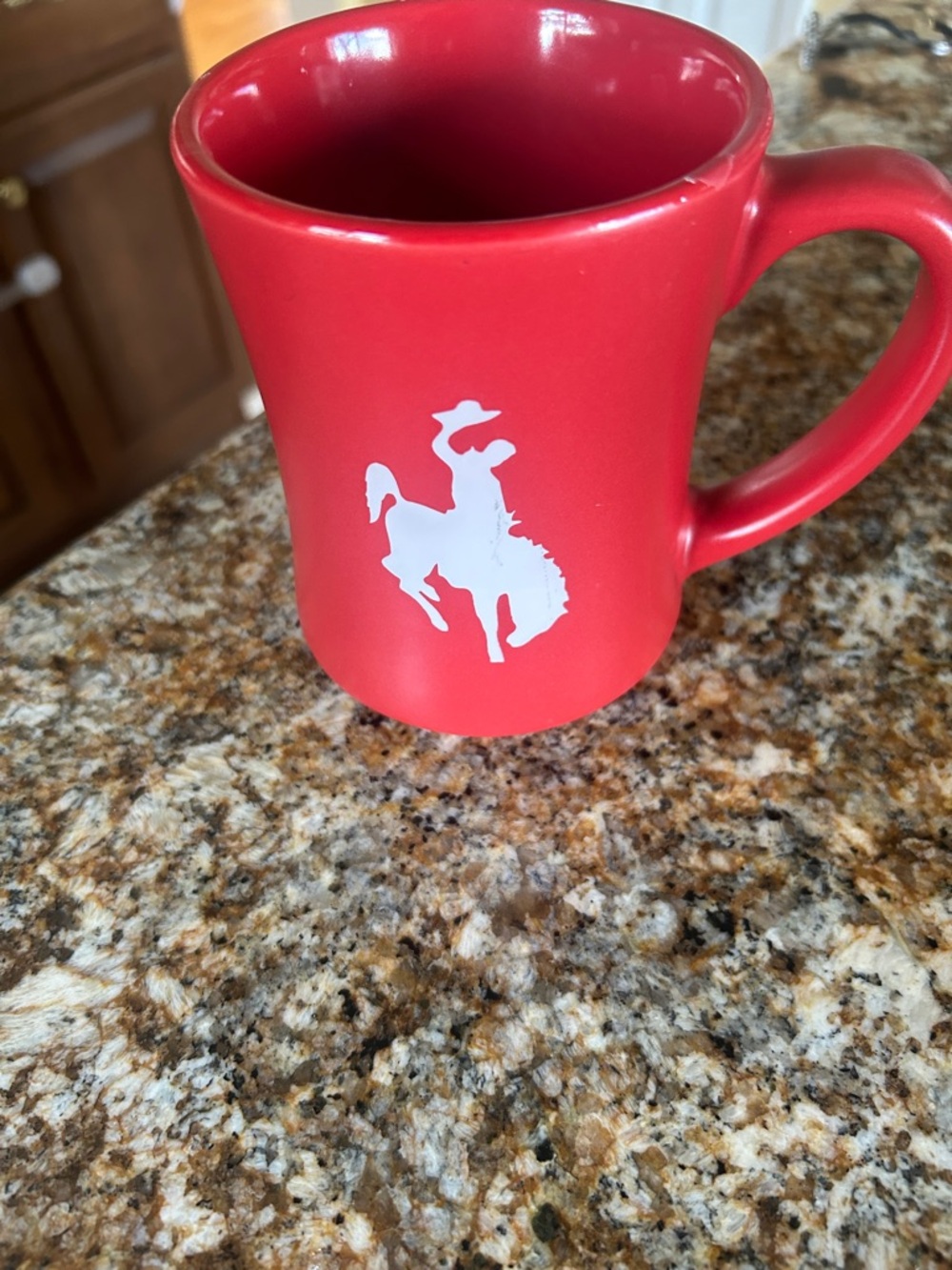 Red Jackson Hole Ceramic Mug with White Rodeo Silhouette